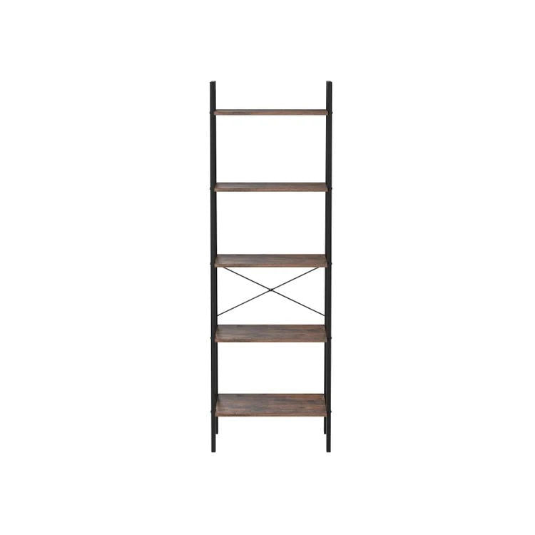 5 Tiers A-shaped Ladder Storage Shelf, Rustic, Brown